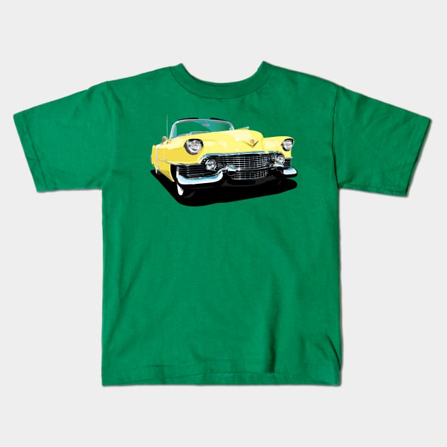 1954 Cadillac Series 62 Convertible in yellow Kids T-Shirt by candcretro